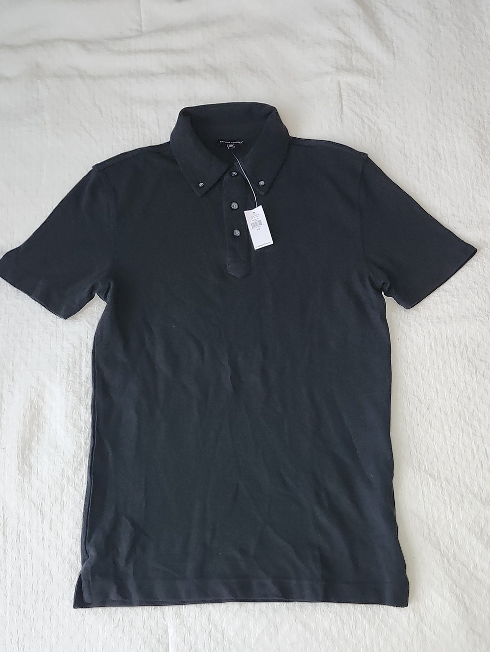 Banana Republic Factory Black Pique Polo Button Down Collar Men's XS NWT